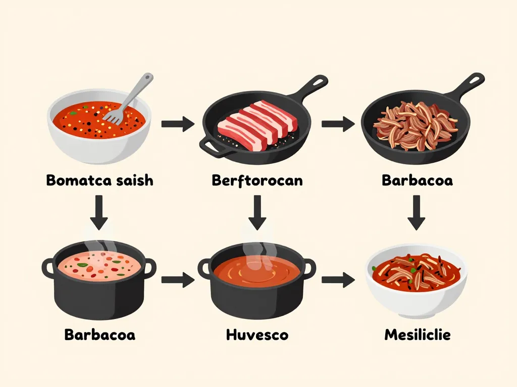 Schéma étapes recette boeuf barbacoa maison