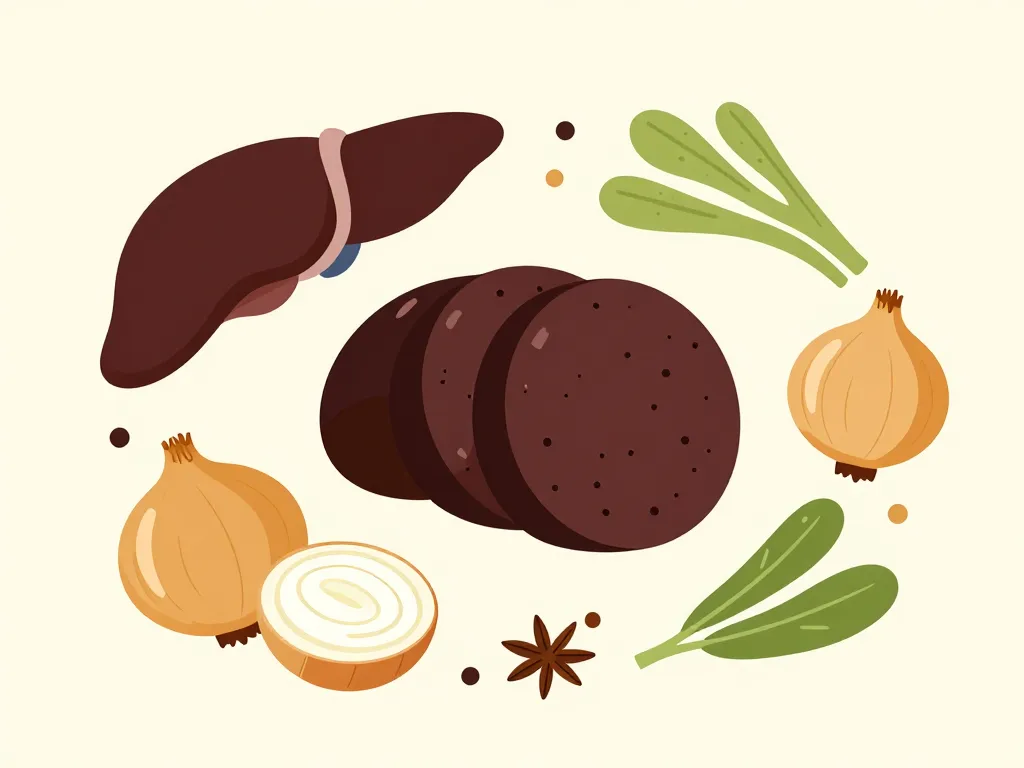 ingrédients principaux boudin noir halal en illustration