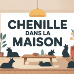 Illustration chenille dans la maison, intérieur propre et rassurant