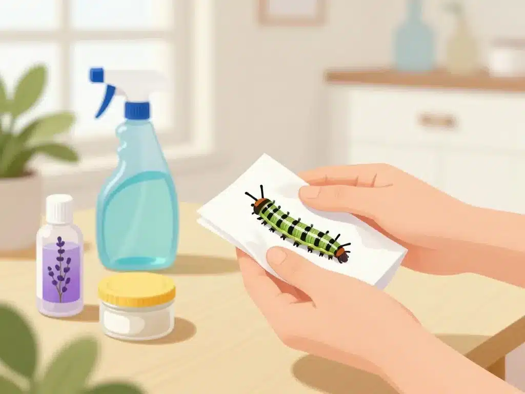 Illustration élimination chenille dans la maison méthodes naturelles et prévention