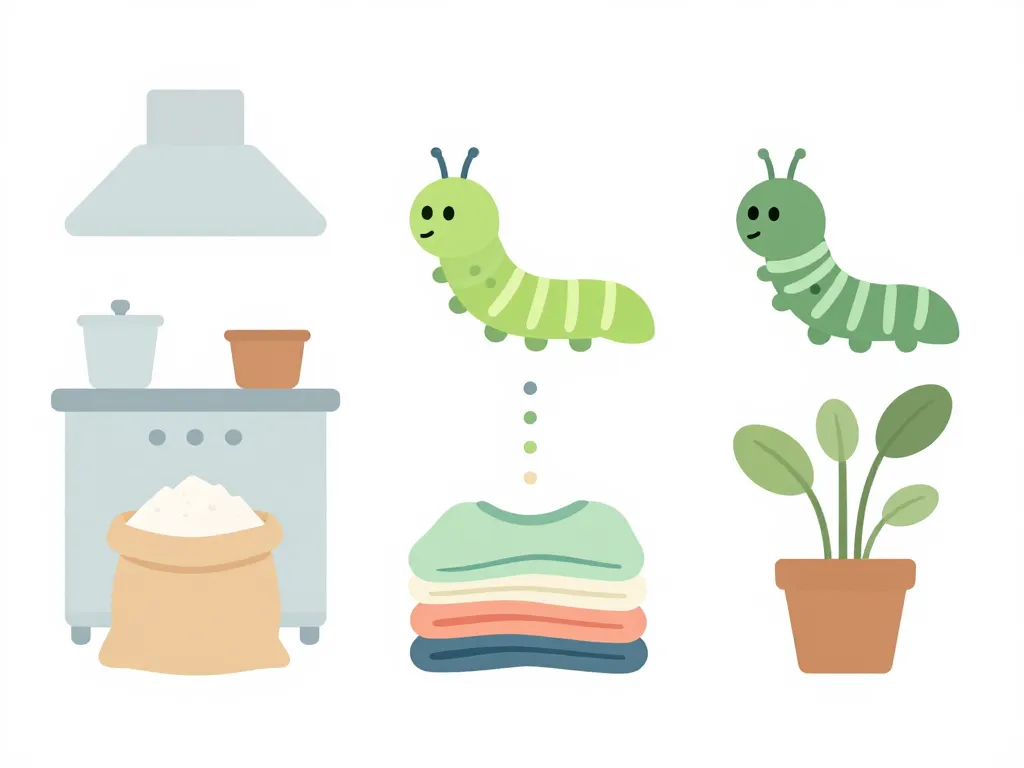 Diagramme types de chenille dans la maison cuisine vêtements plantes