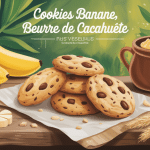cookies banane avoine beurre de cacahuète sur table ingrédients naturels