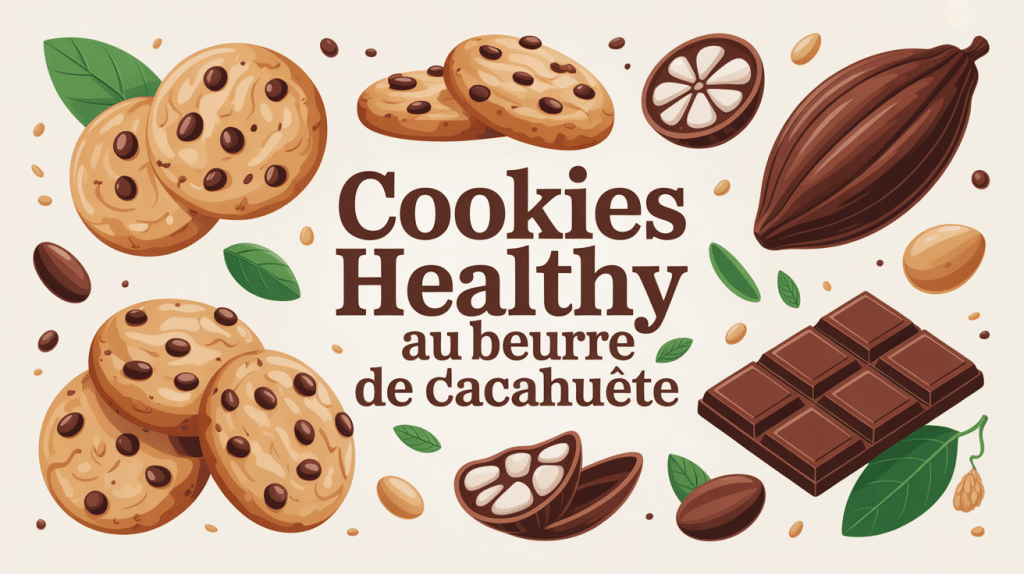 illustration centrale cookies healthy beurre de cacahuete et ingrédients