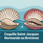 coquille saint jacques normande ou bretonne cote a cote illustration festive
