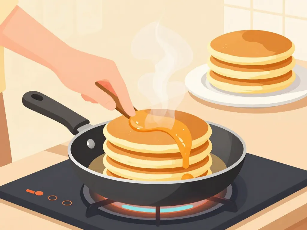 Cuisson pancakes fluffy yaourt épais dorés en poêle