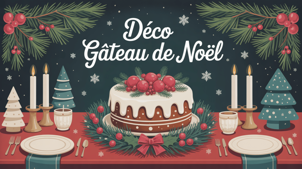 deco gateau noel sur table festive ambiance hiver