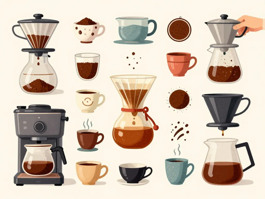 Illustration dosage café filtre selon mouture et machine