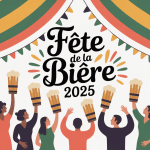 illustration fête de la bière 2024 grande tente chopes décoration
