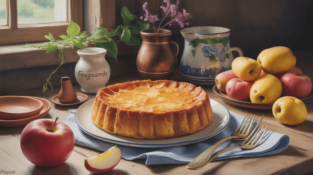 fougnarde dessert traditionnel avec pommes caramélisées