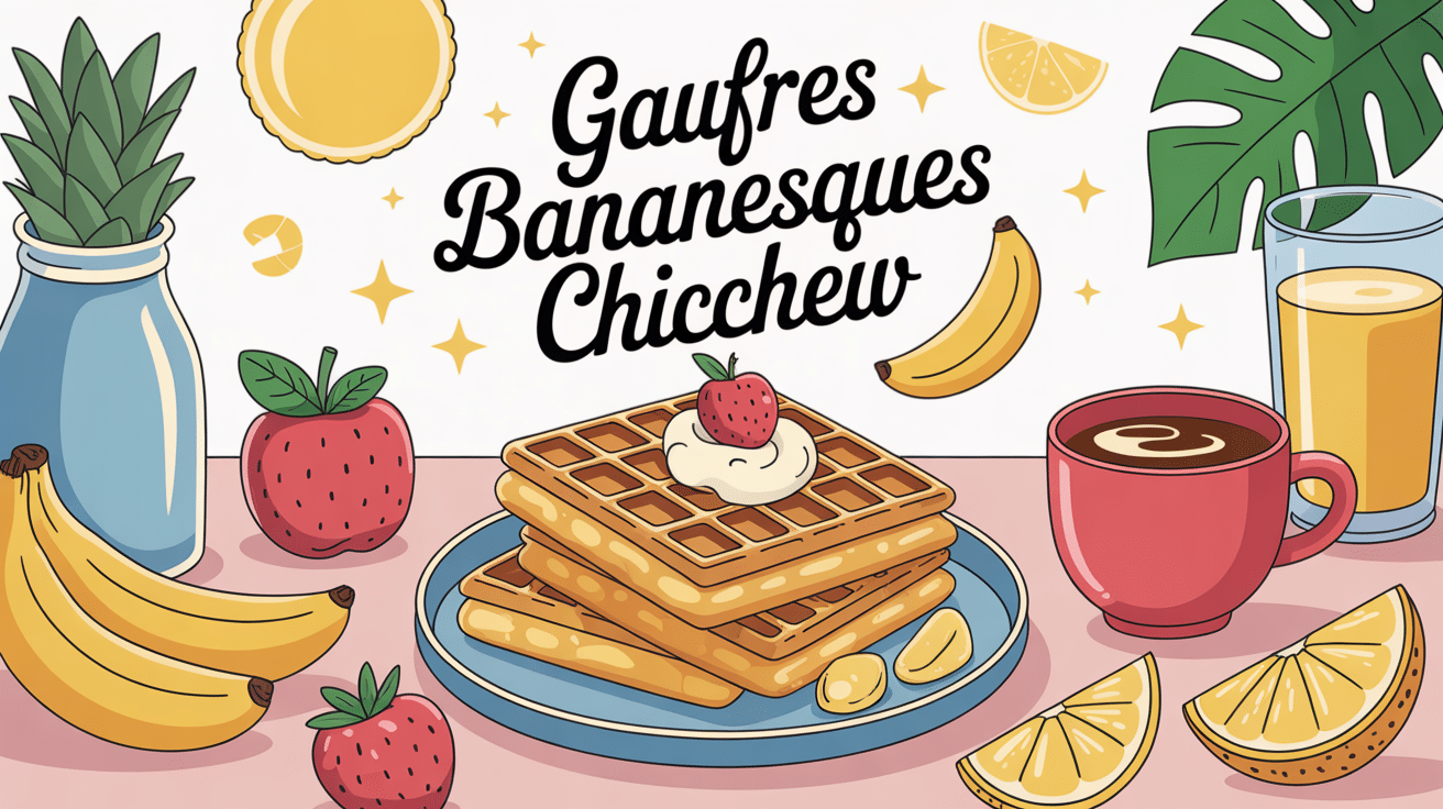 gaufres bananesques chicchew et fruits pour petit-déjeuner