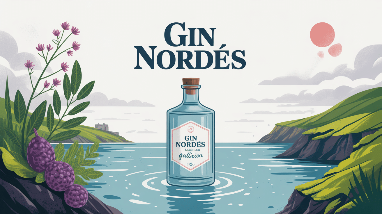 illustration gin nordes bouteille terroir galice