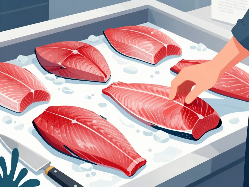 gravlax de thon fillets frais sashimi sur comptoir