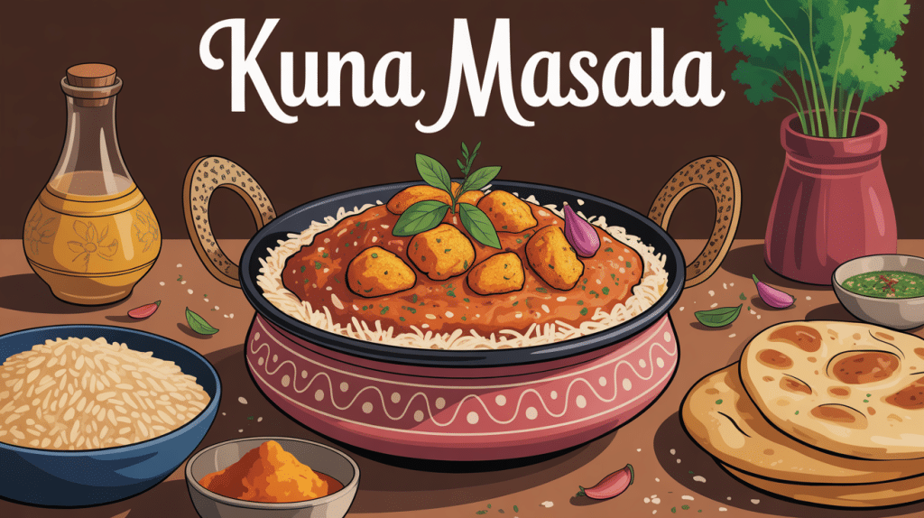 kuna masala avec riz et naan sur table indienne