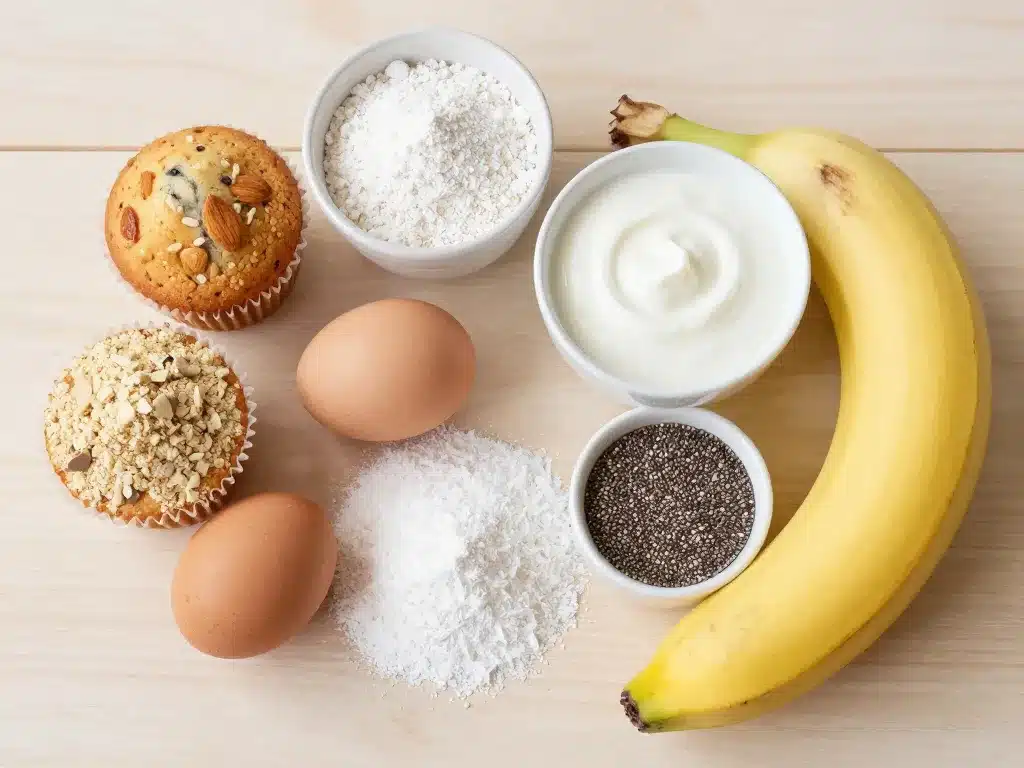 Ingrédients muffin sans sucre pour diabétique farine amande érithritol chia