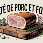 illustration de paté de porc et foie artisanal sur planche avec herbes