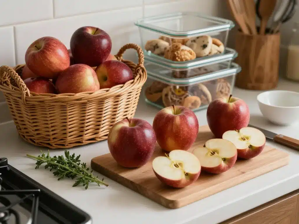pomme noire sur plan de travail sélection et préparation culinaire