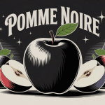 illustration pomme noire vectorielle ambiance mystérieuse