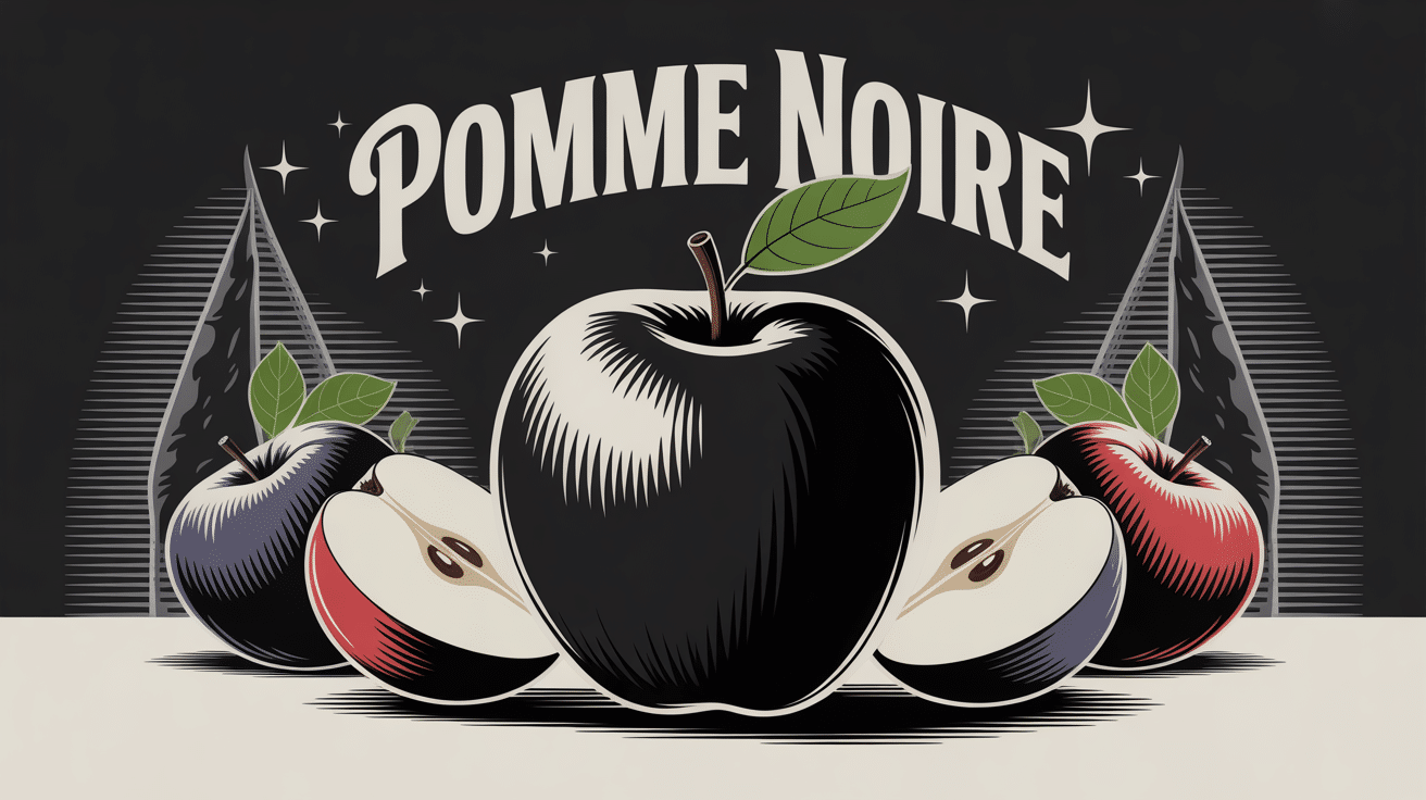 illustration pomme noire vectorielle ambiance mystérieuse