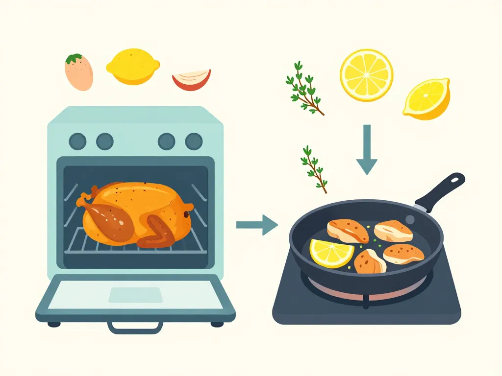 poulet au thym et au citron méthodes cuisson four poêle