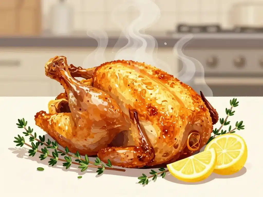 poulet au thym et au citron chair moelleuse peau croustillante