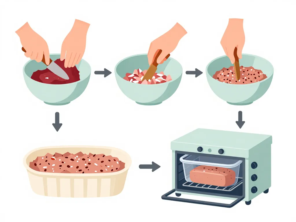 diagramme étapes hachage cuisson paté de porc et foie