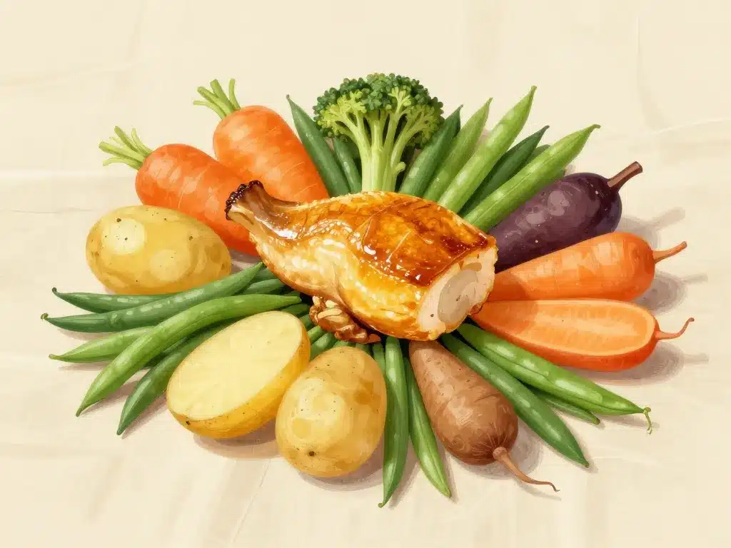 Quel légumes avec une poularde au vin jaune pommes de terre et légumes racines