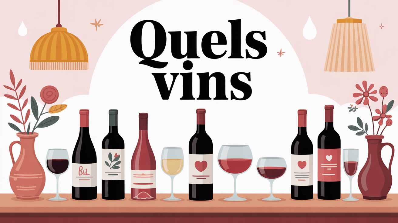quels vins illustration bouteilles et verres sur une table