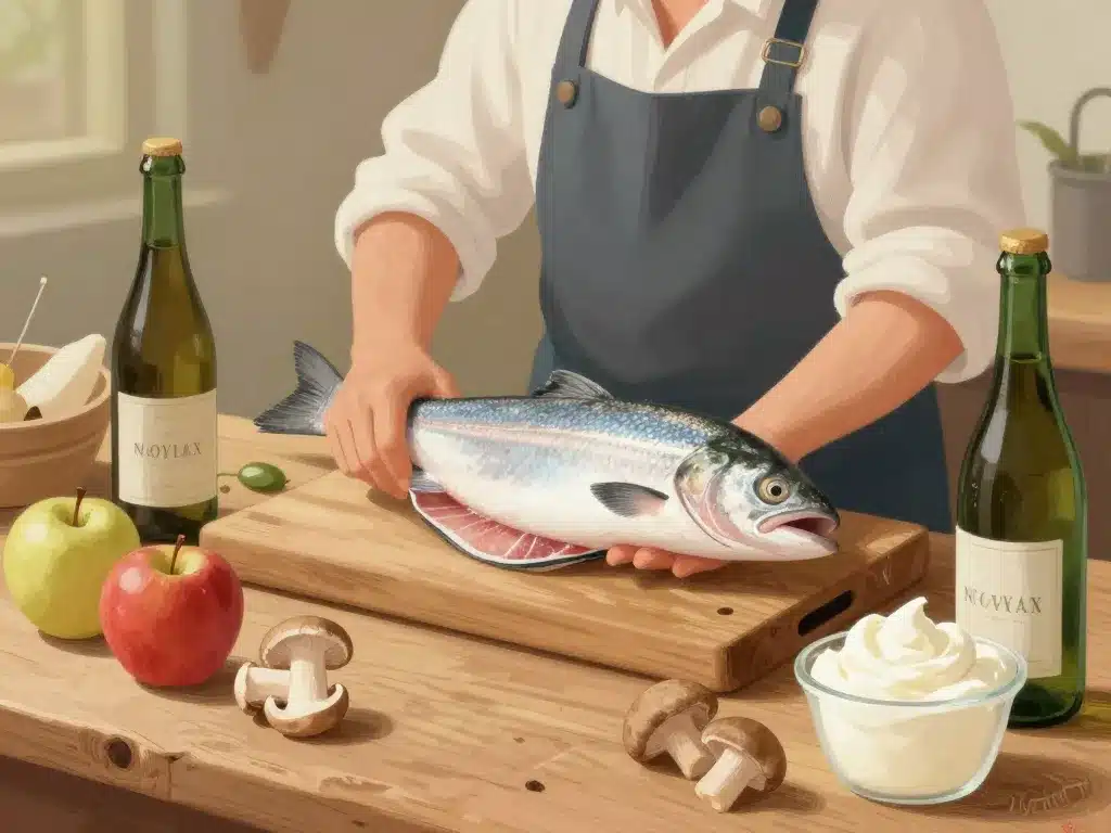 recette roussette à la normande, ingrédients frais au marché