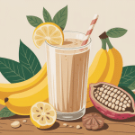 verre smoothie banane beurre de cacahuete avec ingrédients
