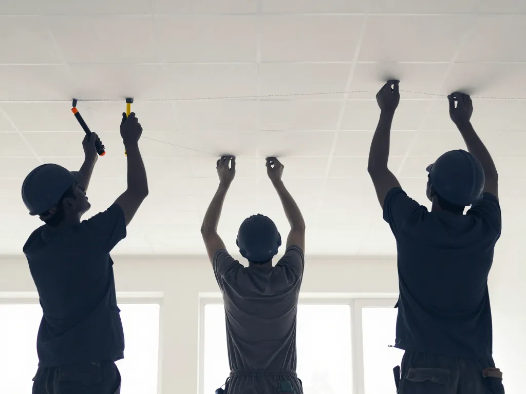 Installation suspente isolation chantier
