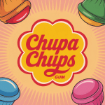 illustration une chupa chups au chewing gum ambiance gourmande