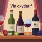 illustration vin oxydatif bouteilles ambrées arômes noix