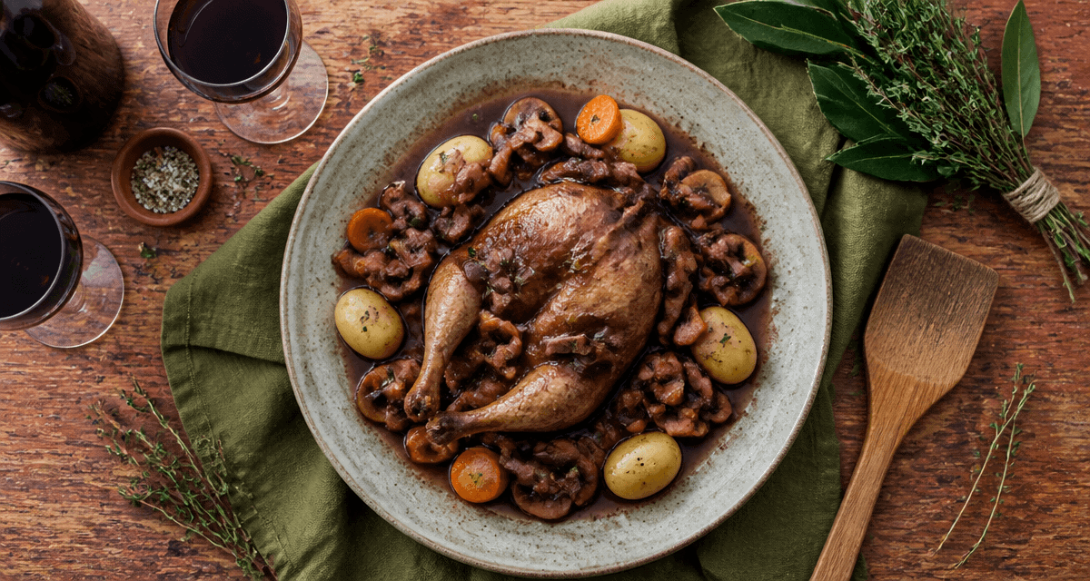 Coquelet au vin Cookeo, légumes et sauce