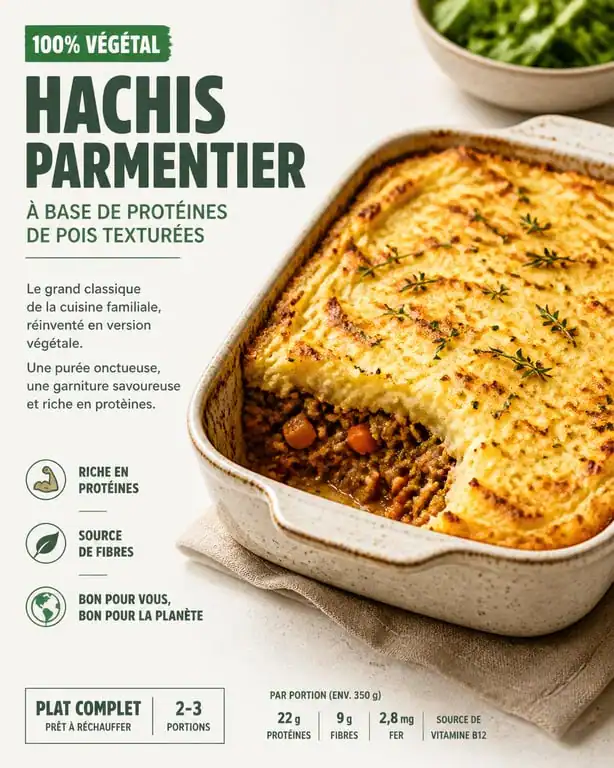 Hachis parmentier végétal à la protéine de pois texturée