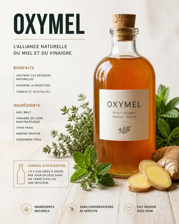 Préparation artisanale d'oxymel maison avec herbes et gingembre