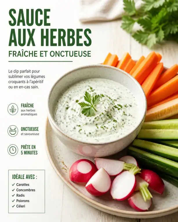 Sauce crudité pour apéro maison servie avec des légumes frais croquants
