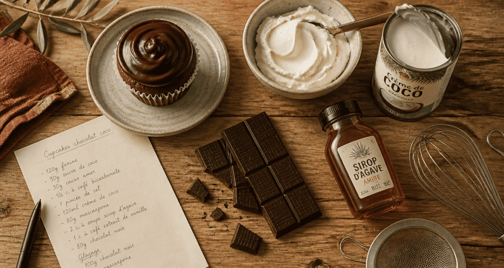 glacage sans sucre glace sur cupcake chocolat