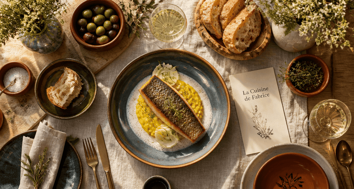 La Cuisine de Fabrice table dressée plat signature