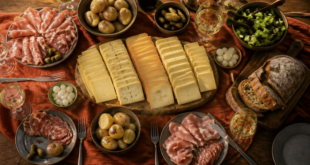 liste courses raclette 10 personnes plateau fromages charcuteries