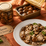 marron en conserve sur table rustique