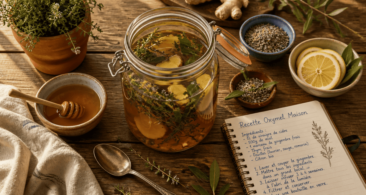 oxymel recette bocal plantes et miel