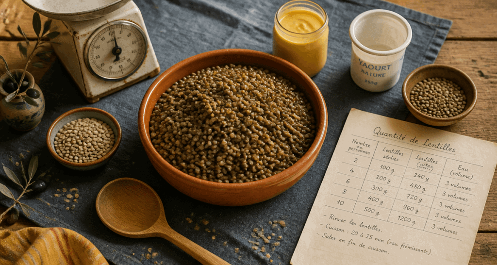 quantite de lentilles par personne saladier bols balance