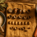 que faire avec des glands de chêne sur table rustique