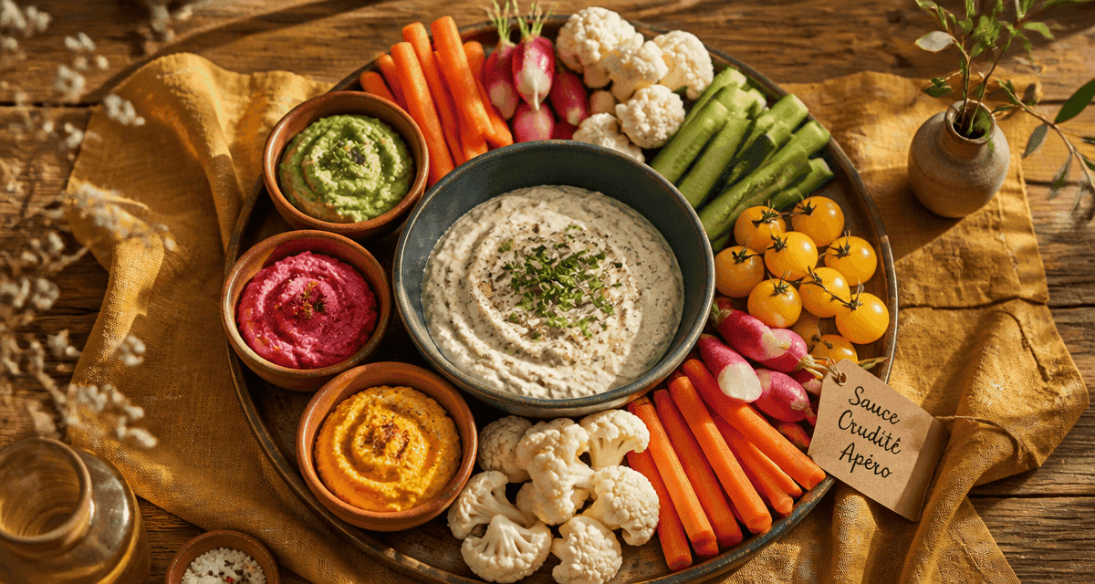 Plateau apéritif avec sauce crudité pour apéro et légumes frais