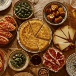 Assortiment de tapas espagnols sur table rustique