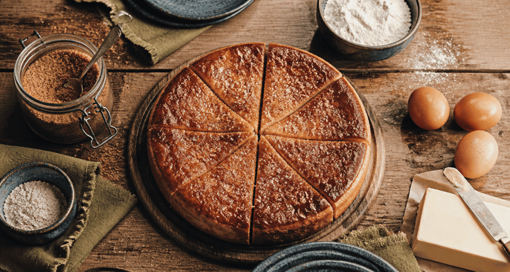 tarte aux sucres du nord briochée et caramélisée découpée