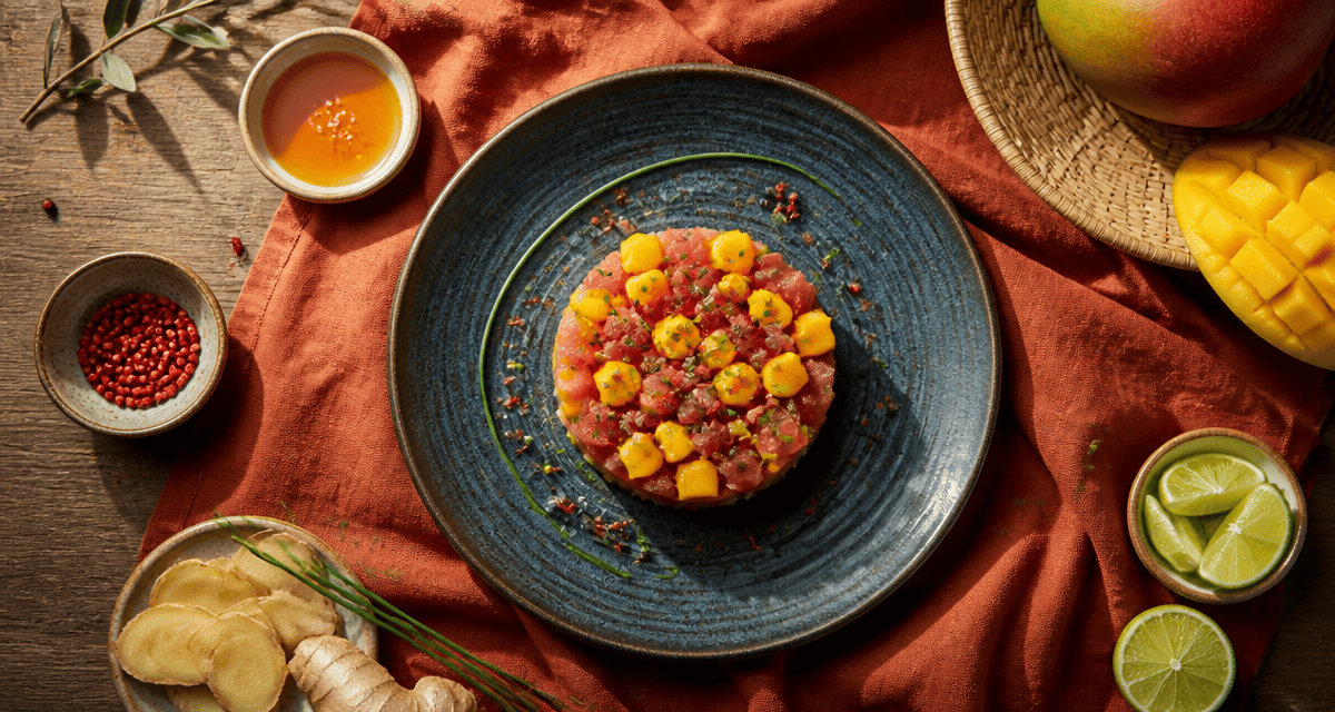 thonine crue tartare mangue assiette méditerranéenne
