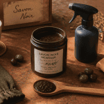 utilisation du savon noir avec accessoires naturels