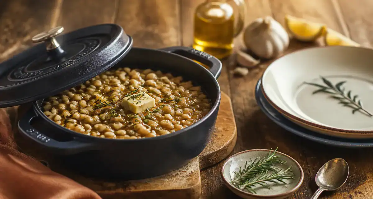 Accompagnement flageolet : flageolets fondants en cocotte avec beurre maître d’hôtel et herbes