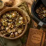 Aubergine air fryer dorée avec feta et herbes